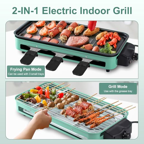 Moclever 1500W Electric Indoor Grill, 2 in 1 Smokeless Indoor Grills の商品画像 2