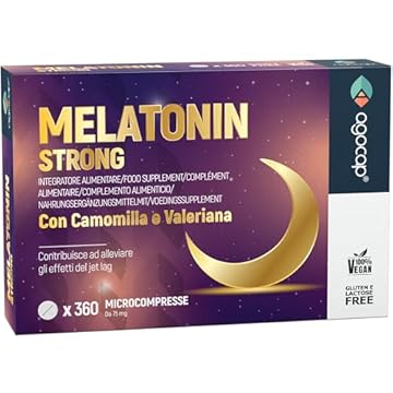 Melatonina per dormire con Camomilla e Valeriana. Melatonina forte, 1 mg con 365 minicompresse. Integratori per dormire, Melatonina Pura, regola ciclo Sonno-Veglia e riduce sintomi del Jet Lag. Agocap
