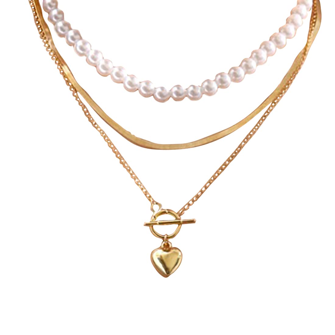 Jewels Galaxy Jewellery For Women White Gold Plated Heart inspired Pearl Necklace (CT-NCK-44268) (B0B8D67G6V) Amazon Price History, Amazon Price Tracker