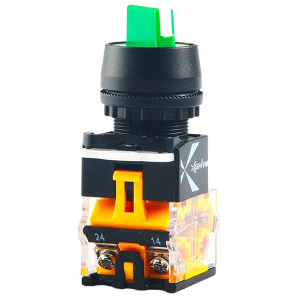 LOOM TREE® 1 Piece Green 3 Position LA22B-20X/3 Short Handle Control Device Button Switch, Using High Purity Silver Point Greatly | 1 Piece Control Device Button Switch