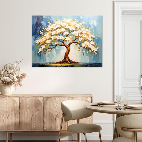 Déco Murale Pour le Salon Arbre de vie en fleurs toile Feeby