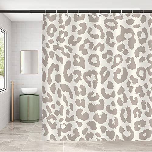 Seorsok Cute Grey Leopard Shower Curtain Modern Simple Home Tub Bathroom Curtain Decorative Set With 12 Hooks Quick Dry Washable Durable Polyester Fabric 72" X 72" #TOP6