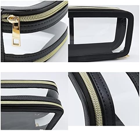Clear Makeup Bag Organizer, Cosmetic Bag Make Up Bag Travel Toiletry Bag For Women Men, Travel Makeup Bag Makeup Pouch, Toiletry Bags for Traveling Women, Makeup Travel Bag for Toiletries (Black) 3 Clear Makeup Bag Organizer, Cosmetic Bag Make Up Bag Travel Toiletry Bag For Women Men, Travel Makeup Bag Makeup Pouch, Toiletry Bags for Traveling Women, Makeup Travel Bag for Toiletries (Black)