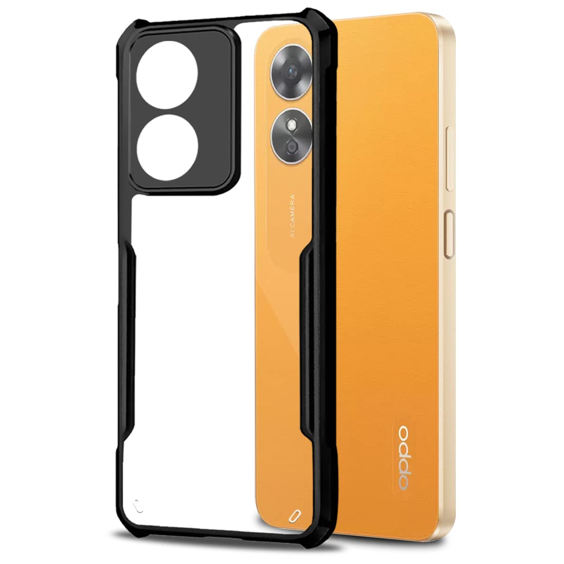 Fashionury Shockproof Crystal Clear Oppo A17 Back Cover Case | 360 Degree Protection | Protective Design | Transparent Back Cover Case for Oppo A17 (Black Bumper) (TPU+Plastic) (B0BKG5RJRZ) Amazon Price History, Amazon Price Tracker
