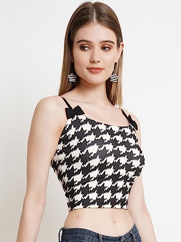 Image of POPWINGS Casual Printed Bow Strap Crop Top for Women || Sleeveless Summer Crop Tops for Women || Stylish Trendy Crop Tops for Women