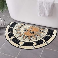 Zoeeya Tarot Sun Moon - Tapete de baño gótico de medio círculo,