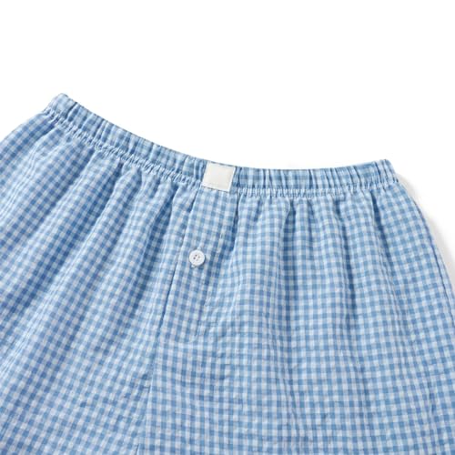 Image of Women Pajamas Shorts Micro Boxer Shorts Y2K Cute Gingham Sleep Lounge Shorts Checkered Plaid Button Pj Mini Shorts