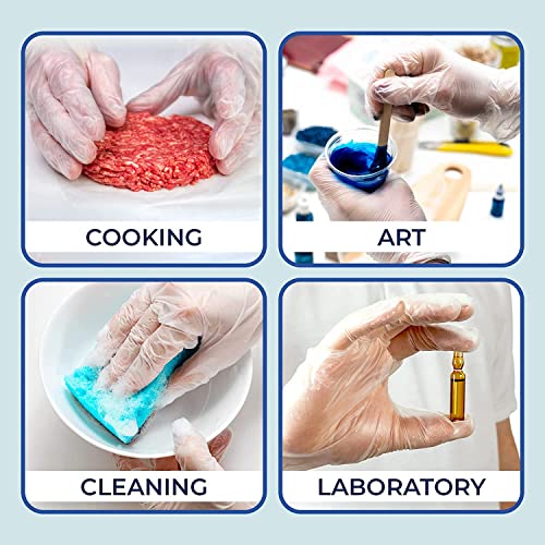 Concentric Food Grade Disposable Vinyl Gloves (Box Of 100 - Medium) - Powder Free, Latex Free - Food Preparation, Service Industry Or General Use — Waterproof Synthetic Single Use Gloves, 3Mil Thick #TOP5