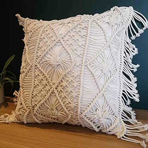 Homesunshine Macramé Pillow Cover- Set Of 2 Boho Cushion Cover 100% Cotton Decorative Fringe Pillow Cover Boho Home Decor #TOP7