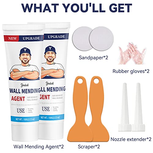 Spackle Wall Repair Kit, Drywall Repair Kit With Scraper, 2 Pcs Wall Hole Filler Wall Repair Patch Kit, Plaster Dent And Scratch Wall Mending Agent, Quick And Easy To Fill Holes In Wall #TOP6