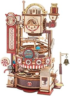 ROKR Model Kits for Adults to Build 3D Wooden Puzzle Model Kits Marble Run, Marble Factory