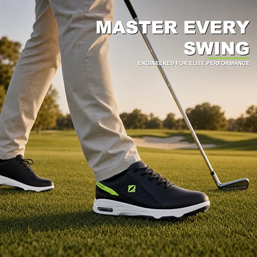 Image of FENLERN Men's Golf Shoes Waterproof Wide Spiked Non Slip