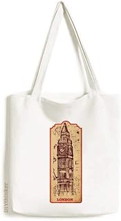 Big Ben — Bolsa de lona com estampa de marca de bandeira da Inglaterra, bolsa de compras casual