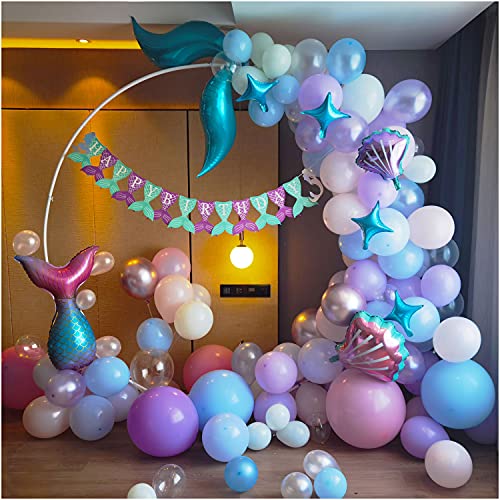 CozofLuv 121Pcs Mermaid Balloon Arch Kit| Under The Sea Party Supplies| Mermaid Tail Balloons| Mermaid Party Decorations| Arcos Para Decoracion de Globos| Mermaid Balloons