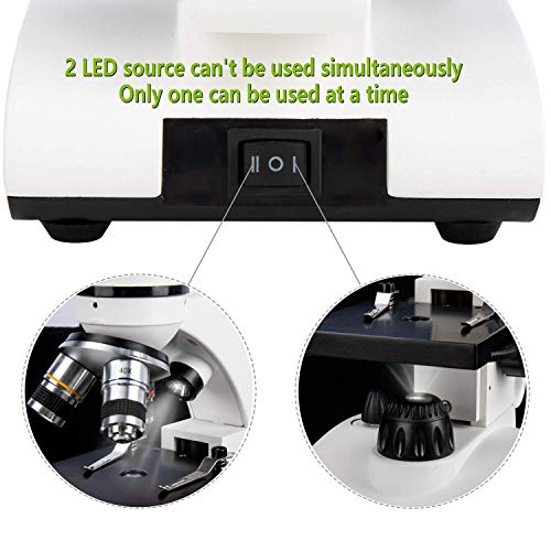 image for KiZHXlo Monocular Microscope 40X-1600X Magnification with Barlow Lens 