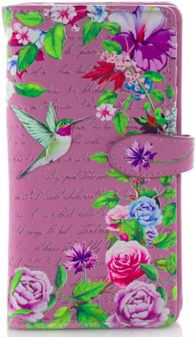 Shag Wear Vintage Hummingbird Large Wallet for Women and Teen Girls Vegan Faux Leather Purple 7" - Image 3