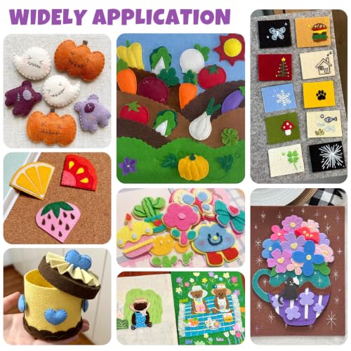 Image of 77Pcs Stiff Felt Sheets, 1mm Thick Felt Fabric Squares for Sewing & DIY