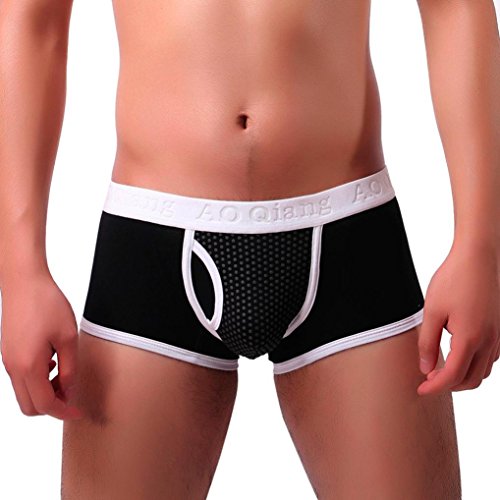 Yanhoo Slip Hommes, Mode Sexy Hommes Mémoires Chaud Sexy sous-Vêtements Boxer Shorts Culotte Culotte Bikini Garçons Pantalon Bodywear (XL, Noir)
