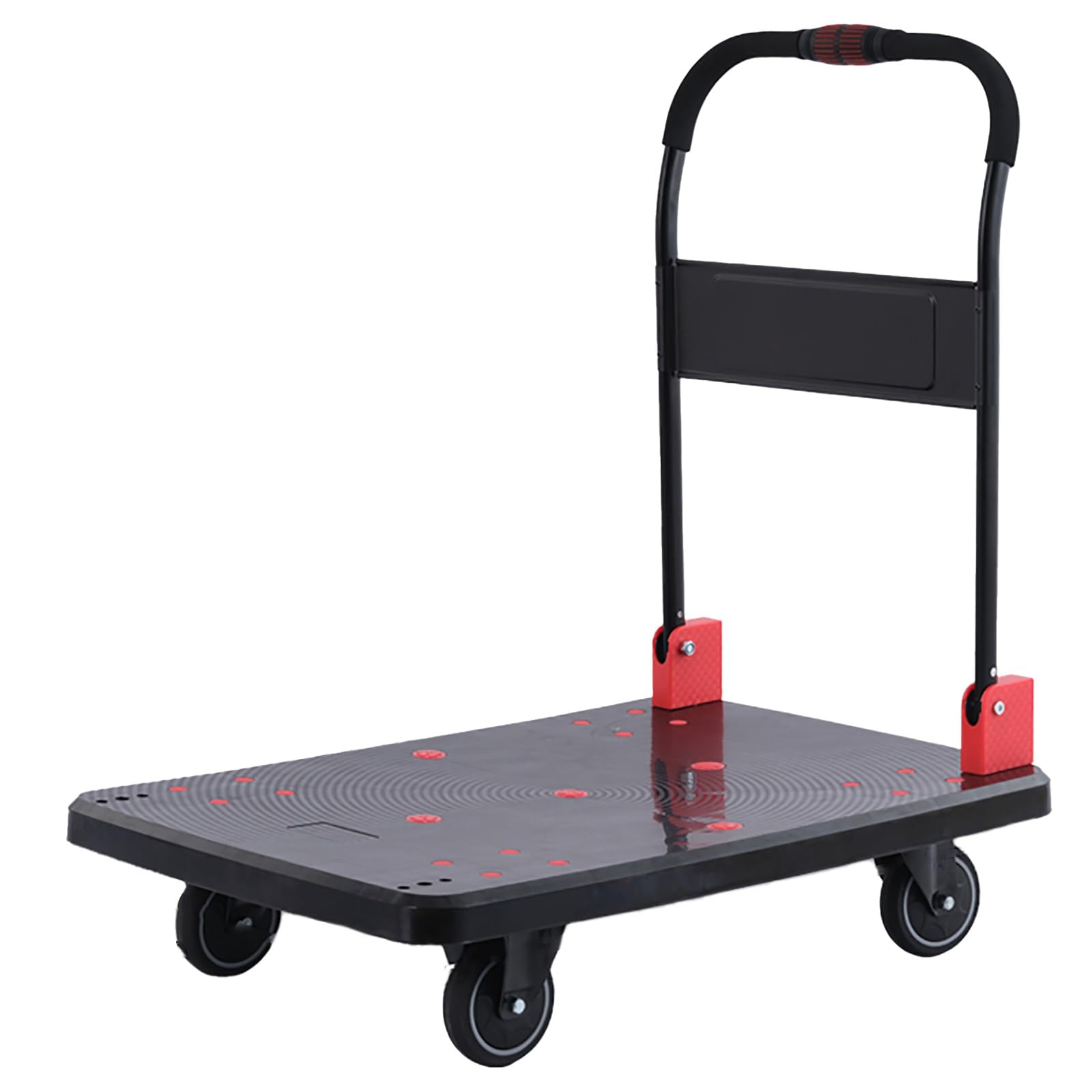 LKLNKVL Handcart, With Brake Function, No Crossbar Design, Save Space, for Moving, Luggage, Warehouse(Black,Large)