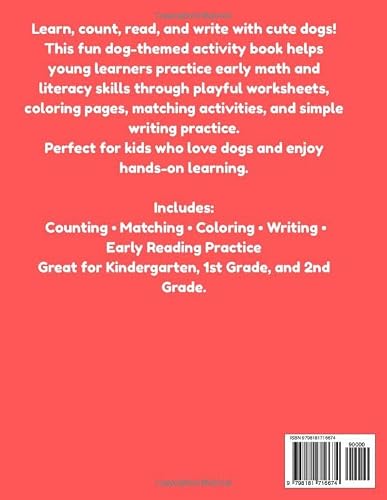 I Love Dogs Activity Book for Kids: Dog-Themed Math and Literacy Worksheets with Counting, Matching, Writing, Coloring, Flashcards, and Cut-and-Paste ... for Kindergarten, 1st Grade, and 2nd Grade - Image 2