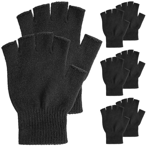 IANFAN 2 Paar Handschuhe Fingerlose Unisex, Warme Winter Strickhandschuhe Handschuhe Ohne Finger Winterhandschuhe Halbfinger Strickhandschuhe Fingerless Gloves für Laufen Radfahren Arbeiten