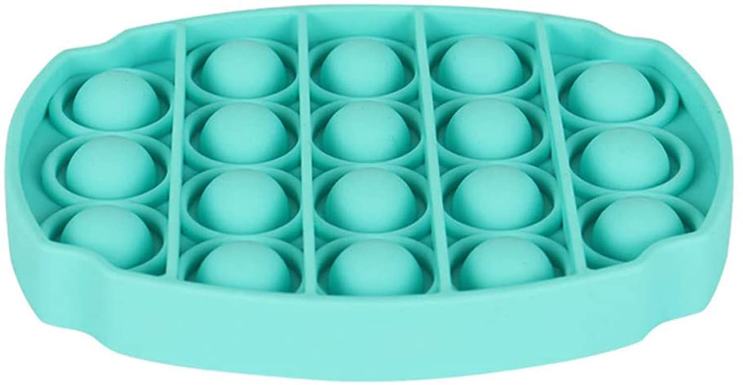 DELFINO Push Bubble Pop Fidget Sensory Toy, Silicone Squeeze Toy, Pop Fidget Toy for Kids and Adults, Stress Relief and Anti-Anxiety Toy for Kids with ADD, ADHD or Autism (Oval, Cyan)