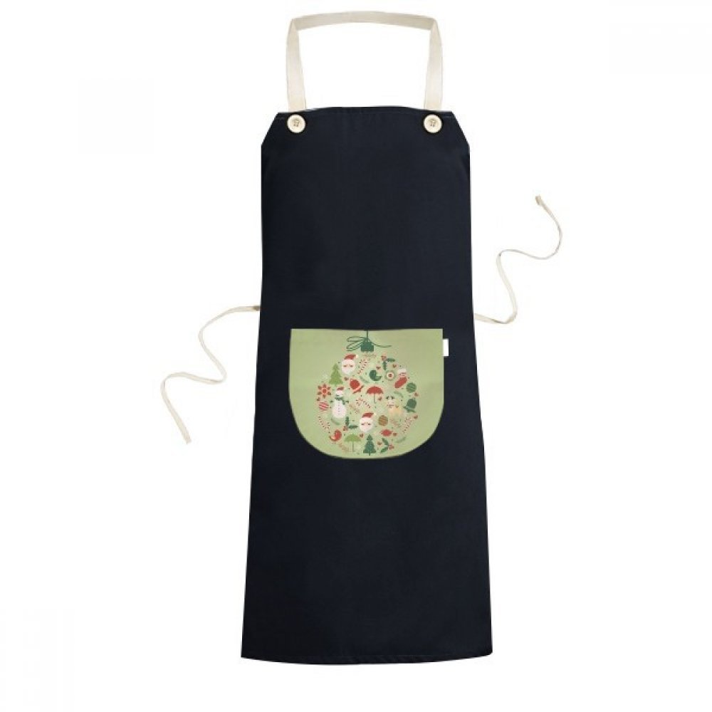 Tablier de cuisine Père Noël noir motif rond bleu avec poche