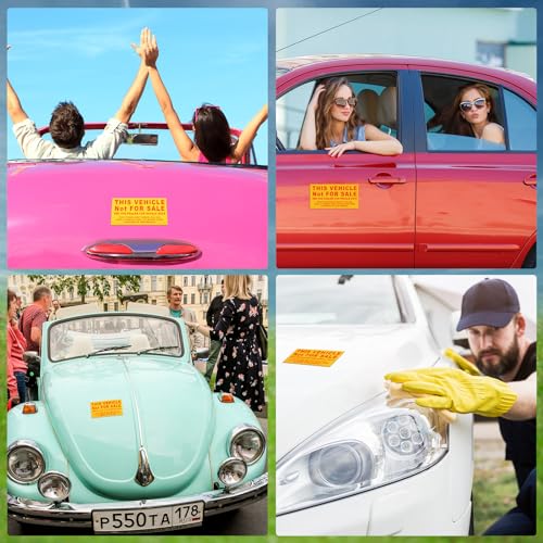 Image of Sayglossy Car Dealership Supplies This Vehicle Not for Sale Stickers Car Dealer Yellow and Red Lettering Decal Adhesive Compliance Sticker for Vehicle Window, 6 x 3 Inches (1000 Pcs)