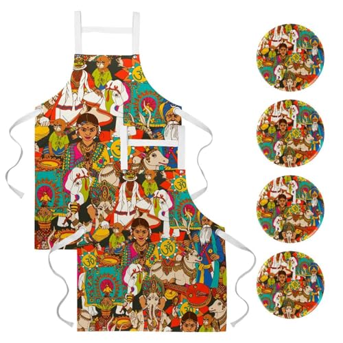 Lot de 2 tabliers de cuisine aux motifs indiens pour réussir toutes vos pâtisseries à la maison