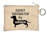 portamonete a forma di cane wiener con scritta easily distracted by wieners, colore beige, beige, taglia unica