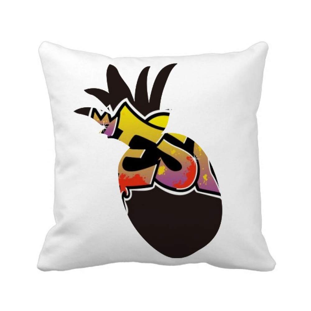 Housse de coussin ananas fait main au design graffiti unique et élégant