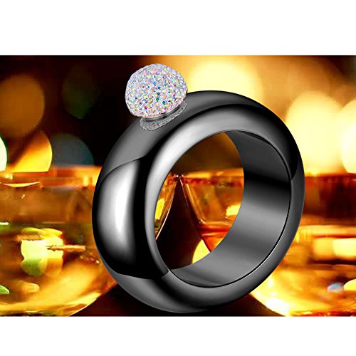 Image of Flask Bracelet Bangle Flask Creative Stainless 304 Steeland Hip Flask Funnel Set For Women 3.5 oz (Black With Rhinestones Lid)
