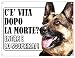 CARTELLO ATTENTI AL CANE - PASTORE TEDESCO c'è vita dopo la morte, entra e lo scoprirai - Con Adesivo in Vinile e Pannello in Forex (Pannello 5mm Stampato)
