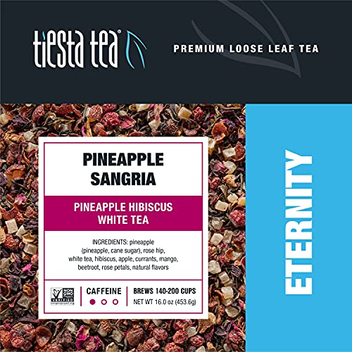 Tiesta Tea - Pineapple Sangria, Pineapple Hibiscus White Tea, Loose Leaf, Up To 200 Cups, Make Hot Or Iced, Low Caffeine, 16 Ounce Resealable Bulk Pouch #TOP1