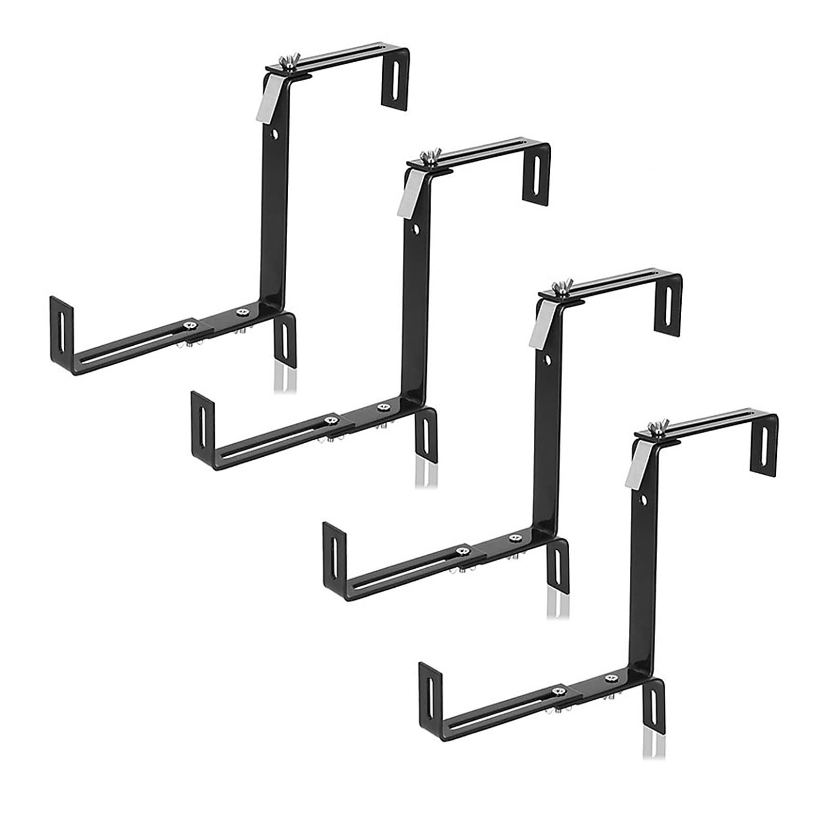 Balkon Blumenkastenhalterungen Verstellbar Klemmgeländer 4er Set, Metallhalter mit 3-14cm Passführung und 5,5-8,6