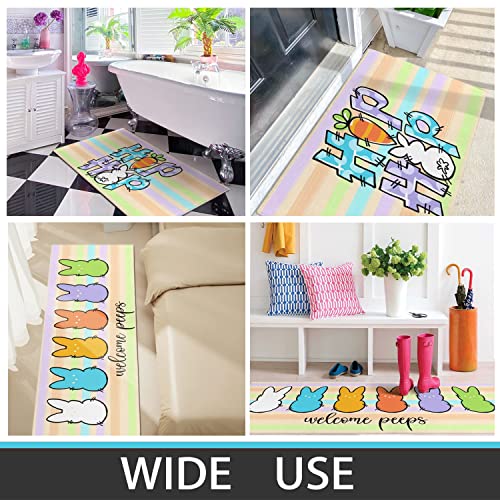 Xsinufn Easter Kitchen Rugs And Mats Set Of 2,Spring Easter Hip Hop Bunny Kitchen Mat,Welcome Peeps Rabbit Non Slip Washable Kitchen Floor Sink Mats Decorations For Home Kitchen 18"X48"+18"X30" #TOP4