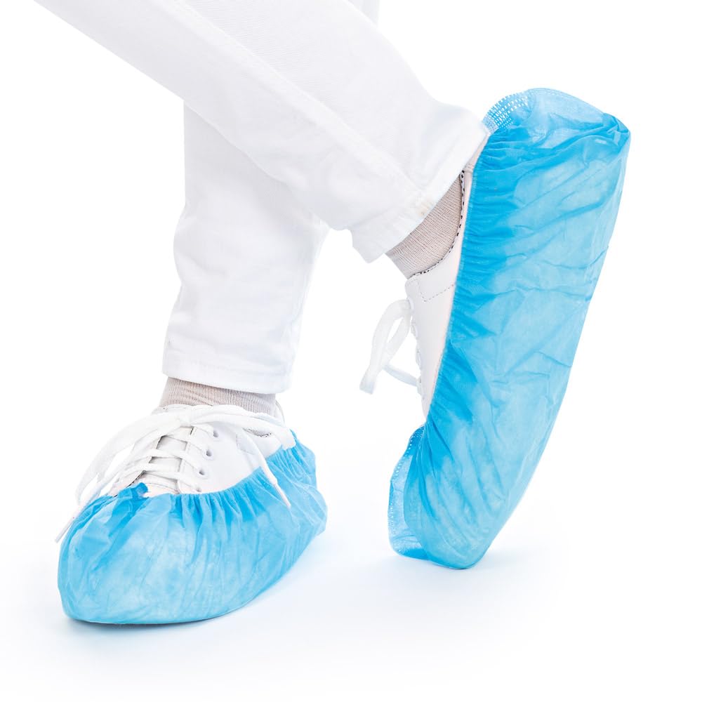 FRANZ MENSCH 100 Stück Hygostar Überschuhe für Hygostep | PP, Packung, blau, L: 50cm, Schuhüberzieher, Überschuhe, Einweg Überziehschuhe