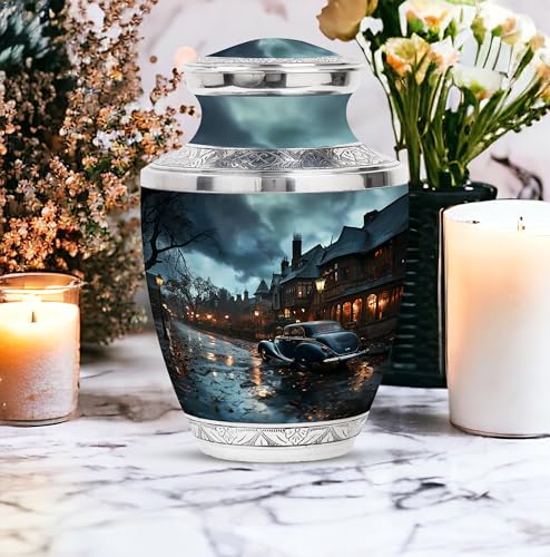 Image of Car Customized Urns for Human Ashes Adult - Cremation Urn for Ashes Dad - Large Funeral Urn - Personalized Urns for Ashes - Unique Burial Urn for Mom & Dad - 10 Inch Large with Velvet Bag
