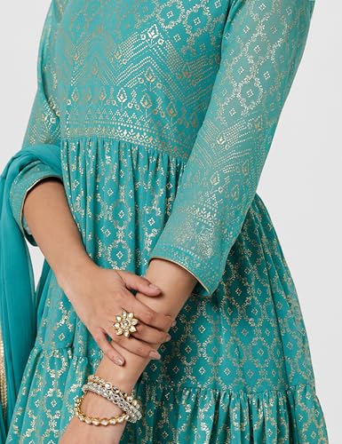 Image of BIBA Women Biba Women Cotton Blend Printed Suit Set(SKDGOLDMUR9143 Pink L)