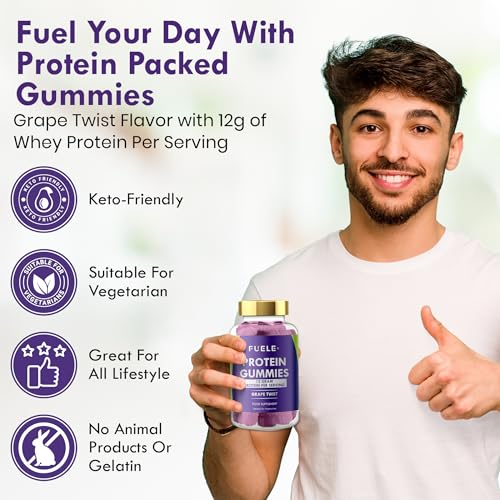 Whey Protein Gummies - Grape Twist Flavour, 12g High Protein per Serving - Protein Powder Alternative, Vegetarian, Convenient Whey Protein Supplement (60, Grape Twist) - Image 3