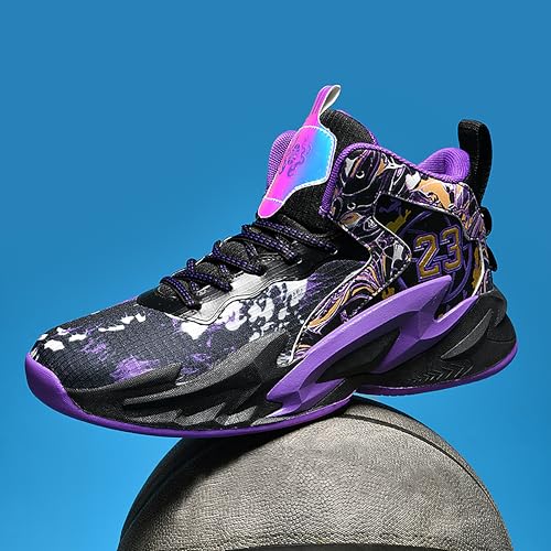 Image of Men's High-Top Basketball Shoes Anti-Slip and Wear-Resistant Soles Running Shoes Graffiti Design Fashionable Sports Shoes