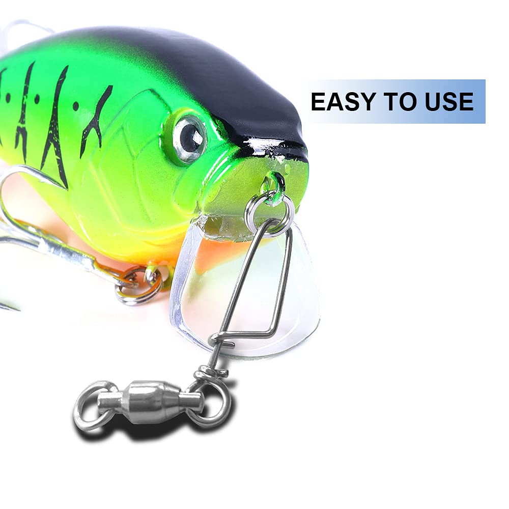 Atibin Girelle per cuscinetti da pesca a scatto in acqua salata in acciaio inox con chiusura a scatto girevole in acciaio per pesca rapida e connettore d'acqua dolce 50 pezzi 44,5 kg