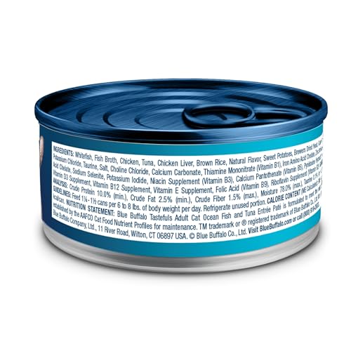 Image of Blue Buffalo Tastefuls Wet Cat Food Pate,Made with Natural Ingredients,Ocean Fish and Tuna Entree,5.5-oz Cans,(Pack of 48)