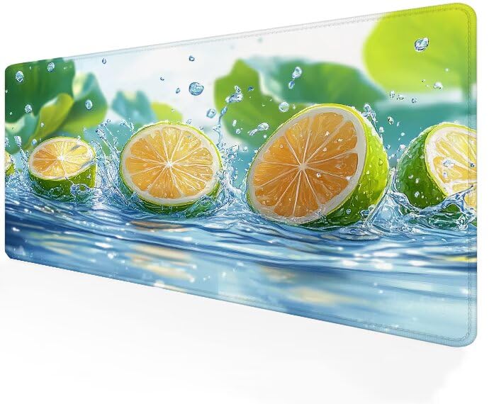 Tapis de souris gamer vert grand format 900x500 accessoire bureau sous-main XXL fruit G1-558