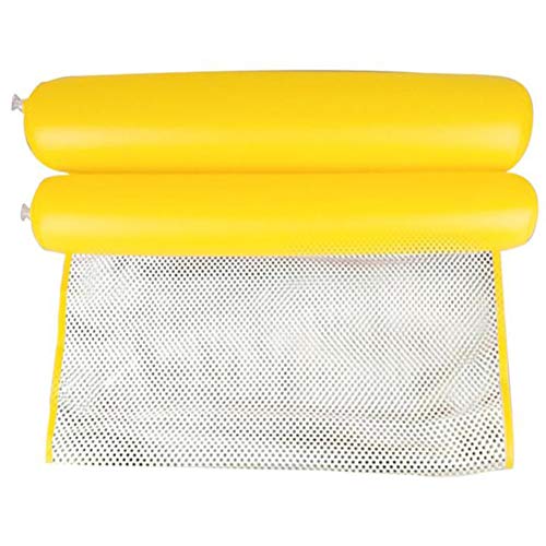 BraveWind 1 Pack Foldable Water Hammock Pool Floating Bed Swimming Pool Inflatable Mat for Summer Outdoor Vacation Relaxing Pool Party,Yellow