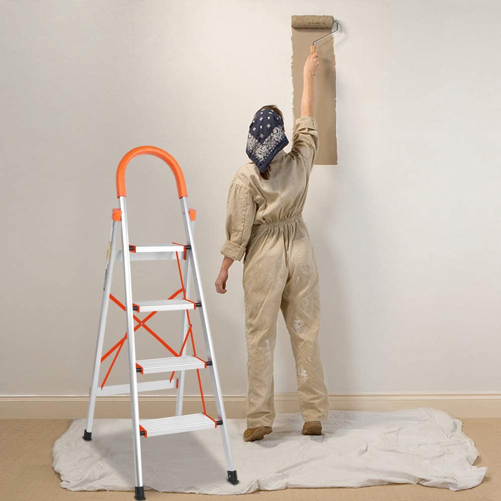 TREPPE Escalera Aluminio Plegable Tijera 4 Peldaños Domestica