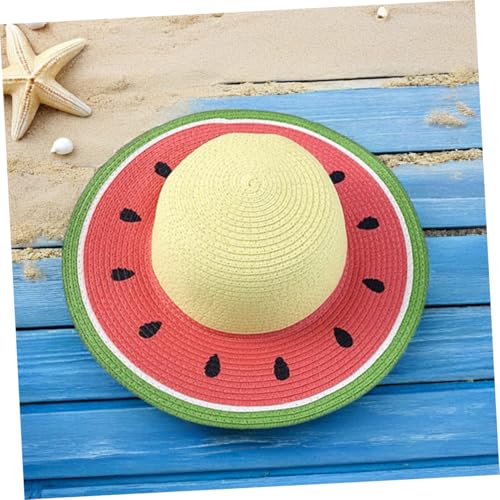 VOSAREA Sun Watermelon Wide Brim Straw Hat for Women and Girls Lightweight Travel Cap Fruit Design for Outdoor Activities and4