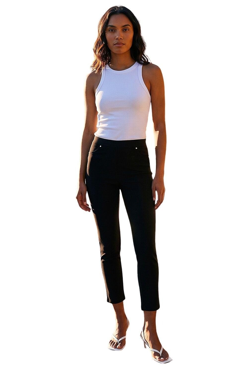 Roman Originals Women's Black Roman Stretchy Denim Jeggings For Uk - Jean Leggings Trouser Bengaline Pants Elasticated Waist High Rise Pull On Skinny Slim Straight Leg Bottoms - Size 18