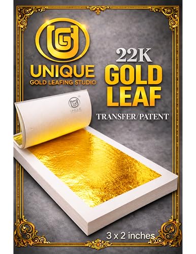 Image of UGLS 22k Edible Gold Leaf Sheets 100 pcs for Sweets Decoration, Cakes Decoration, Worshipper (Pooja), Jain Temple, Face Facial Spa & Many More Benefits. 3x2.in /80x50.mm