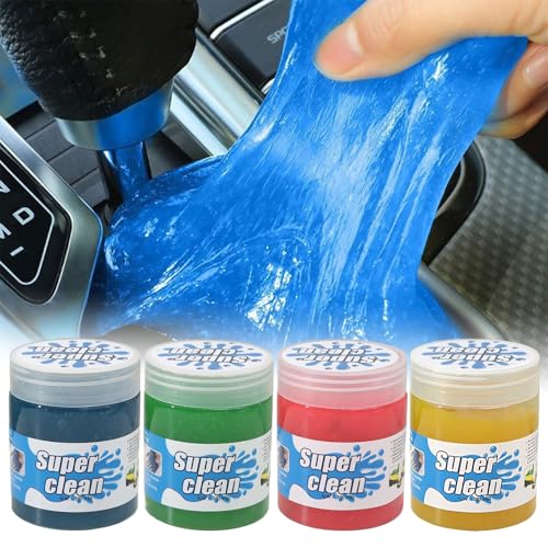 Reinigungsgel Auto 4 Stück, Auto Innenraum Reiniger Gel, Tastatur Reiniger, Universelles Reinigungsgel für PC, Tablet, Laptop, Tastaturen und Autos